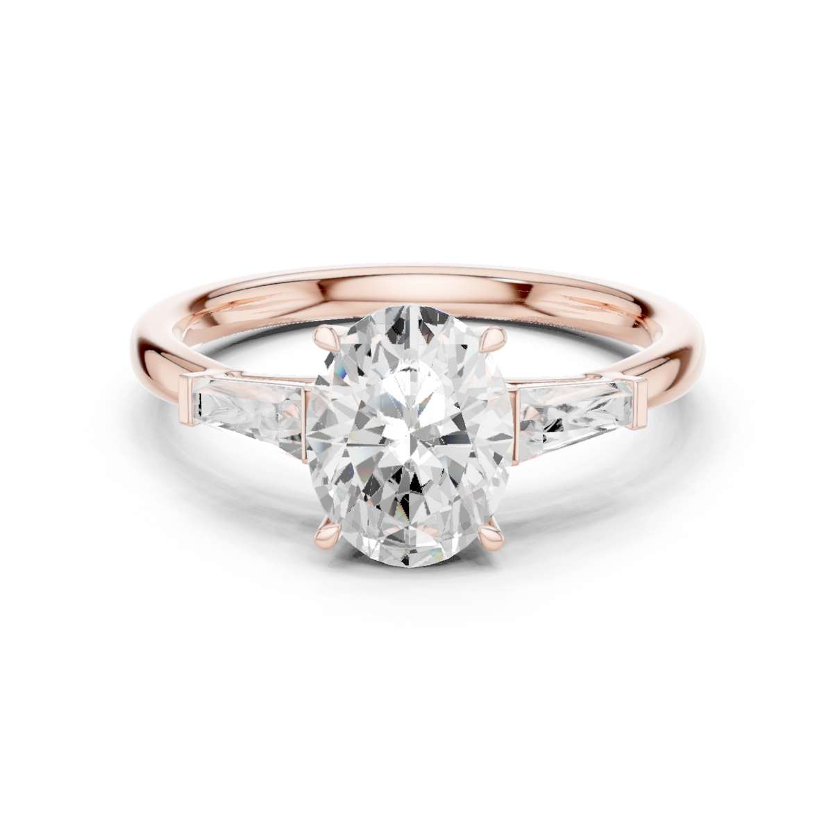 Oval And Baguette Brilliant Moissanite VVS1 Eternity Engagement Ring