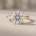 Yellow Gold Round Cut Moissanite Solitaire Engagement Ring