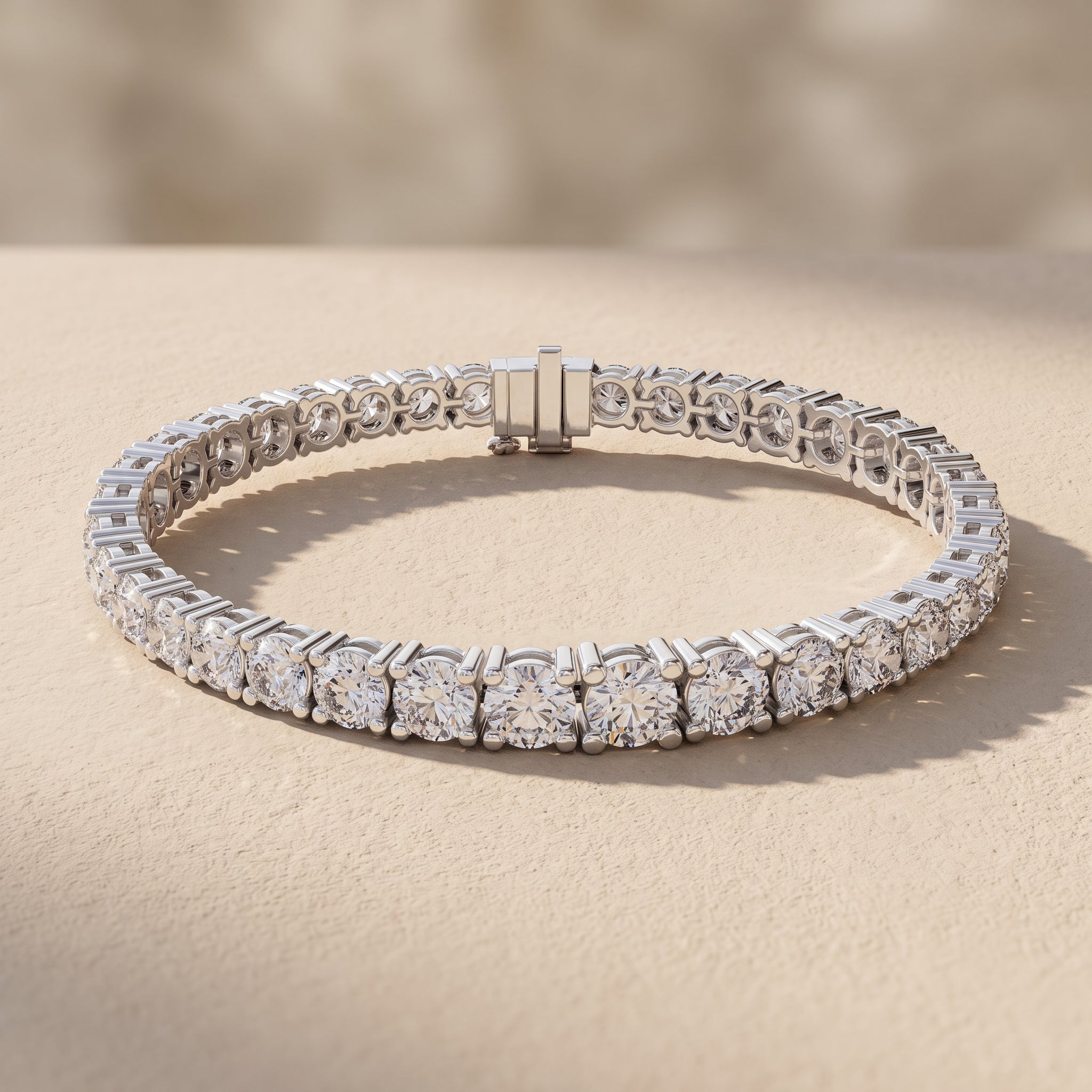 White Round Cut Moissanite Tennis Bracelet