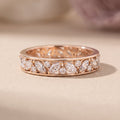 Rose Gold Marquise & Round Moissanite Band Ring