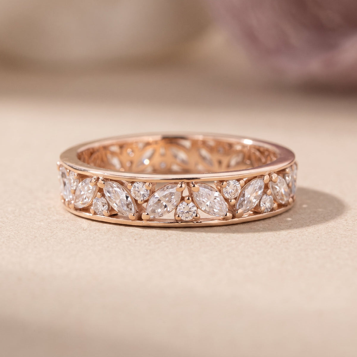 Marquise & Round Moissanite Band Ring by Zius Jewels