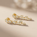 Yellow Gold Round Moissanite Drop Stud Earrings