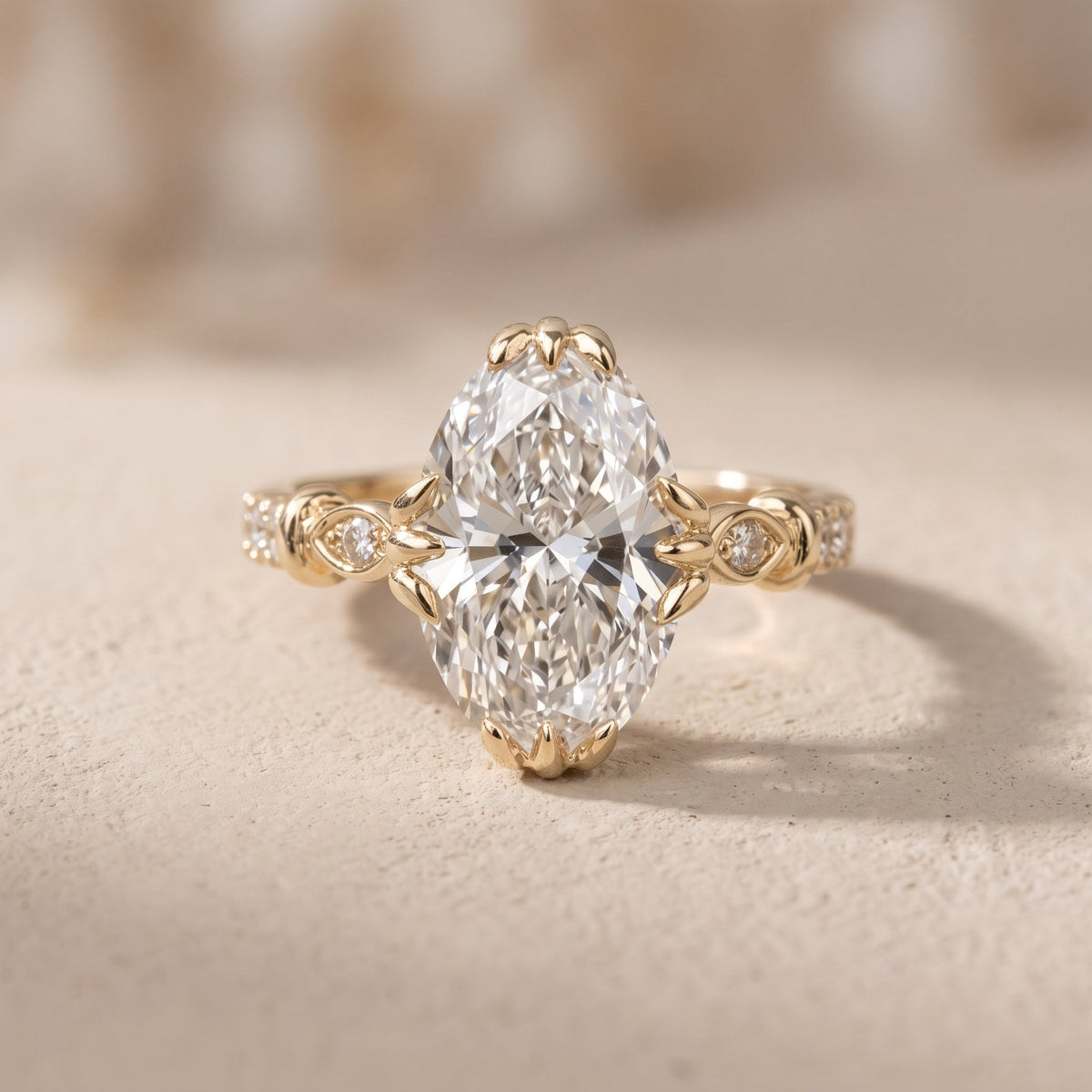 Yellow Gold Oval Moissanite Engagement Ring