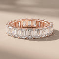Rose Gold Emerald Cut Moissanite Eternity Band Ring