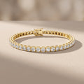 Yellow Gold Round Moissanite Tennis Bracelet