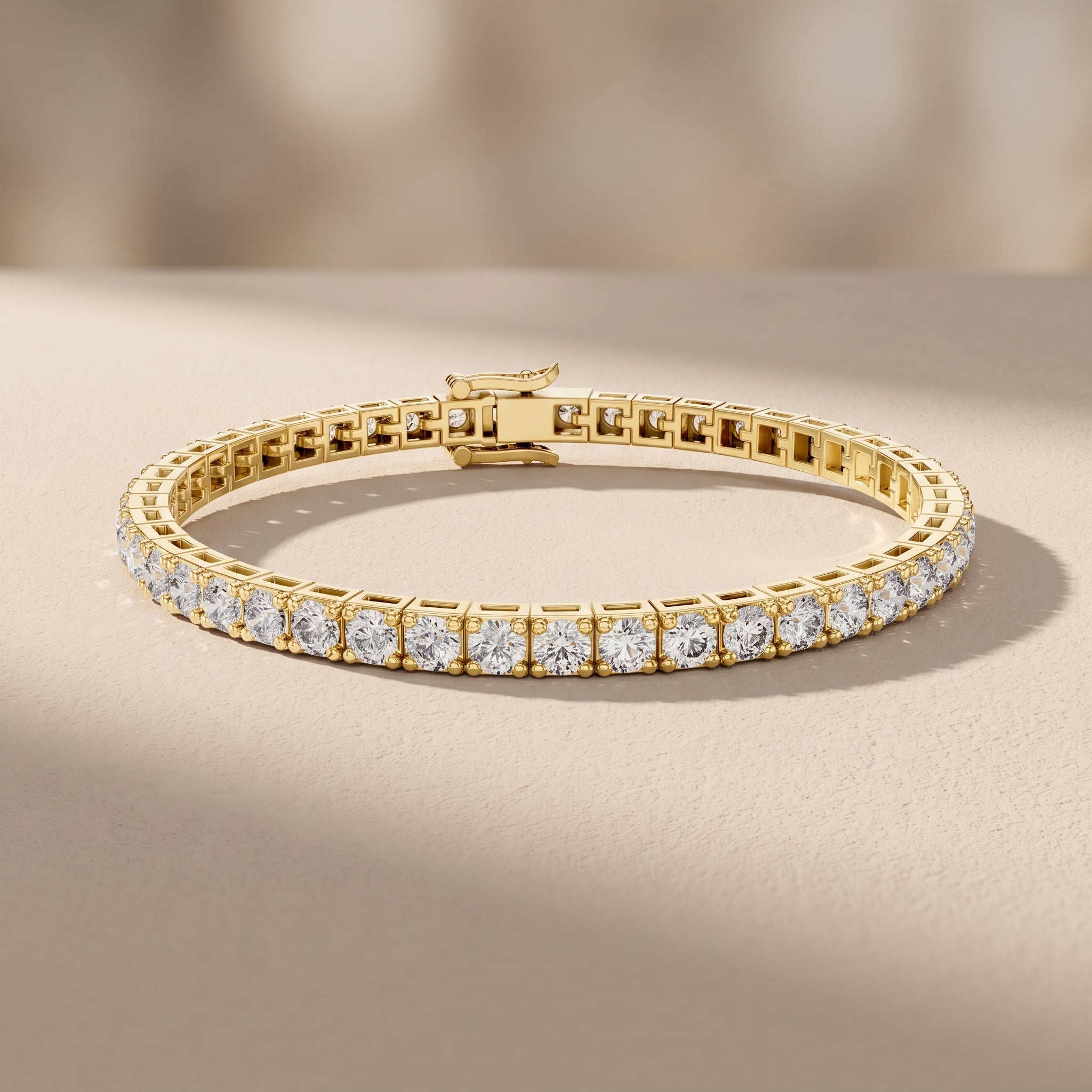 Yellow Gold Round Moissanite Tennis Bracelet