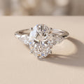 White Gold Oval Moissanite Three-Stone Engagement Ring