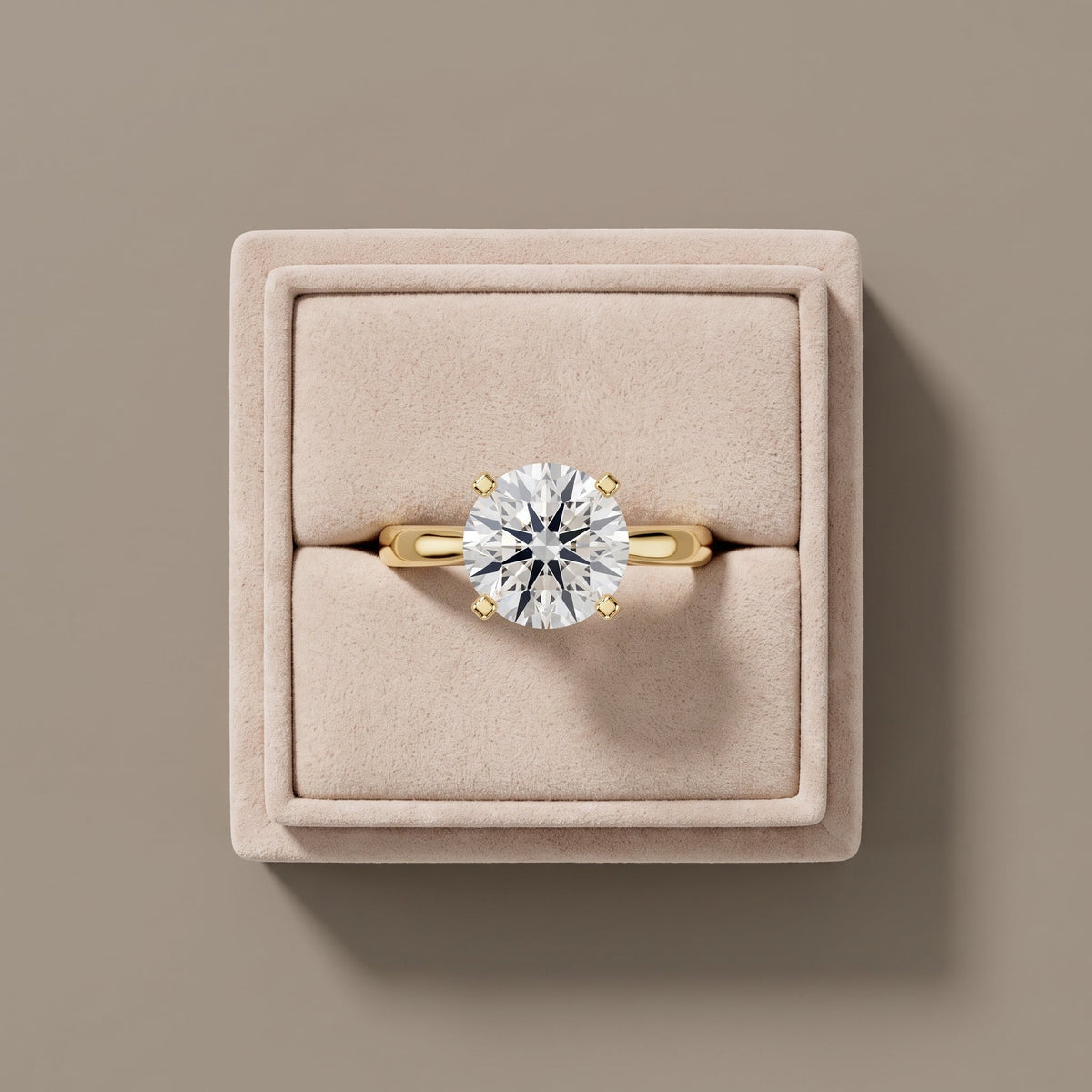 Yellow Gold Round Cut Moissanite Solitaire Engagement Ring