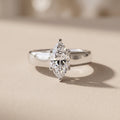 White Metal Marquise Moissanite Solitaire Engagement Ring