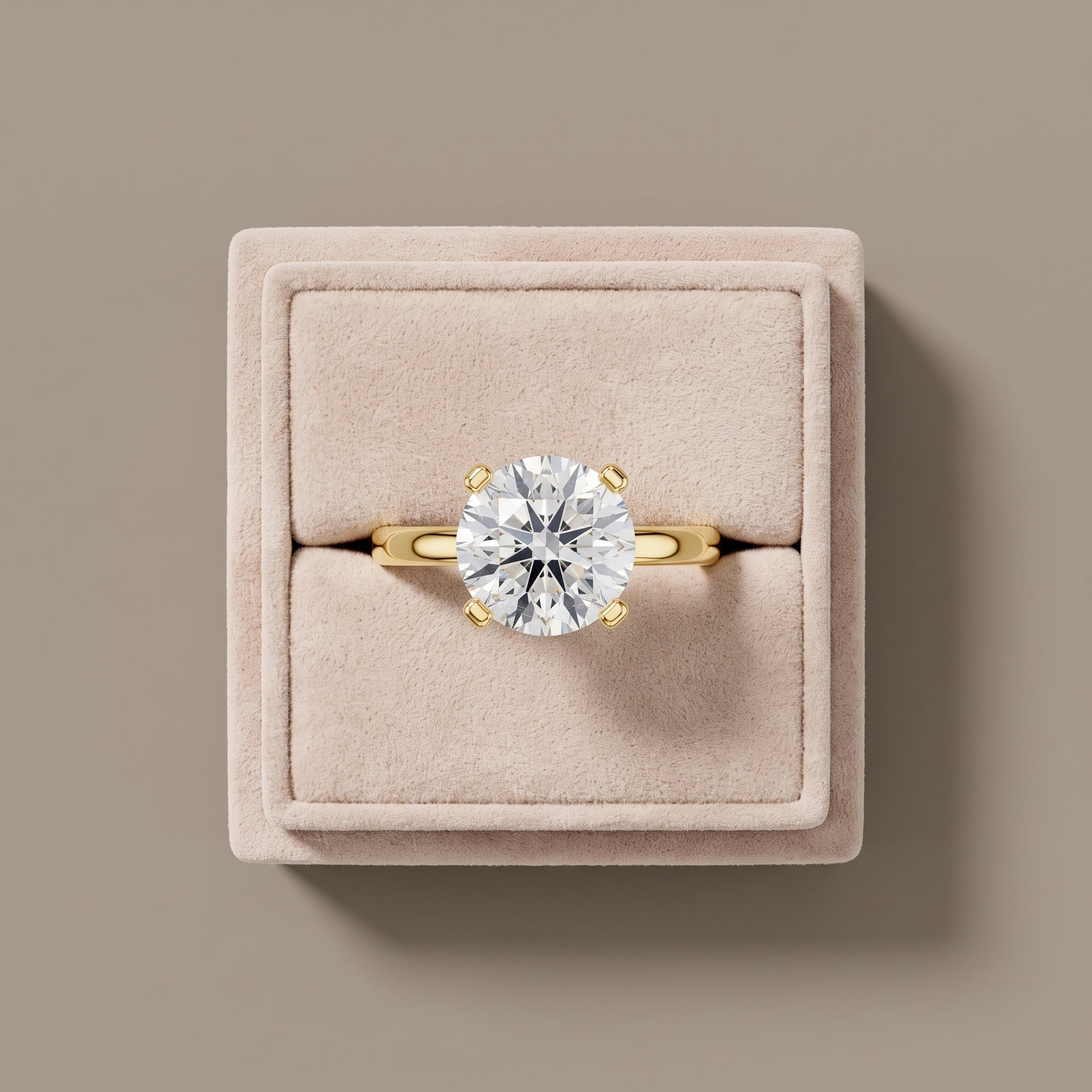 Yellow Gold Round Moissanite Solitaire Engagement Ring