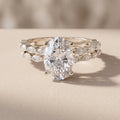 White Gold Oval Moissanite Engagement Ring Set