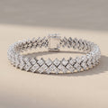 White Metal Round Moissanite Tennis Bracelet