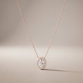 Rose Gold Oval Moissanite Halo Pendant Necklace