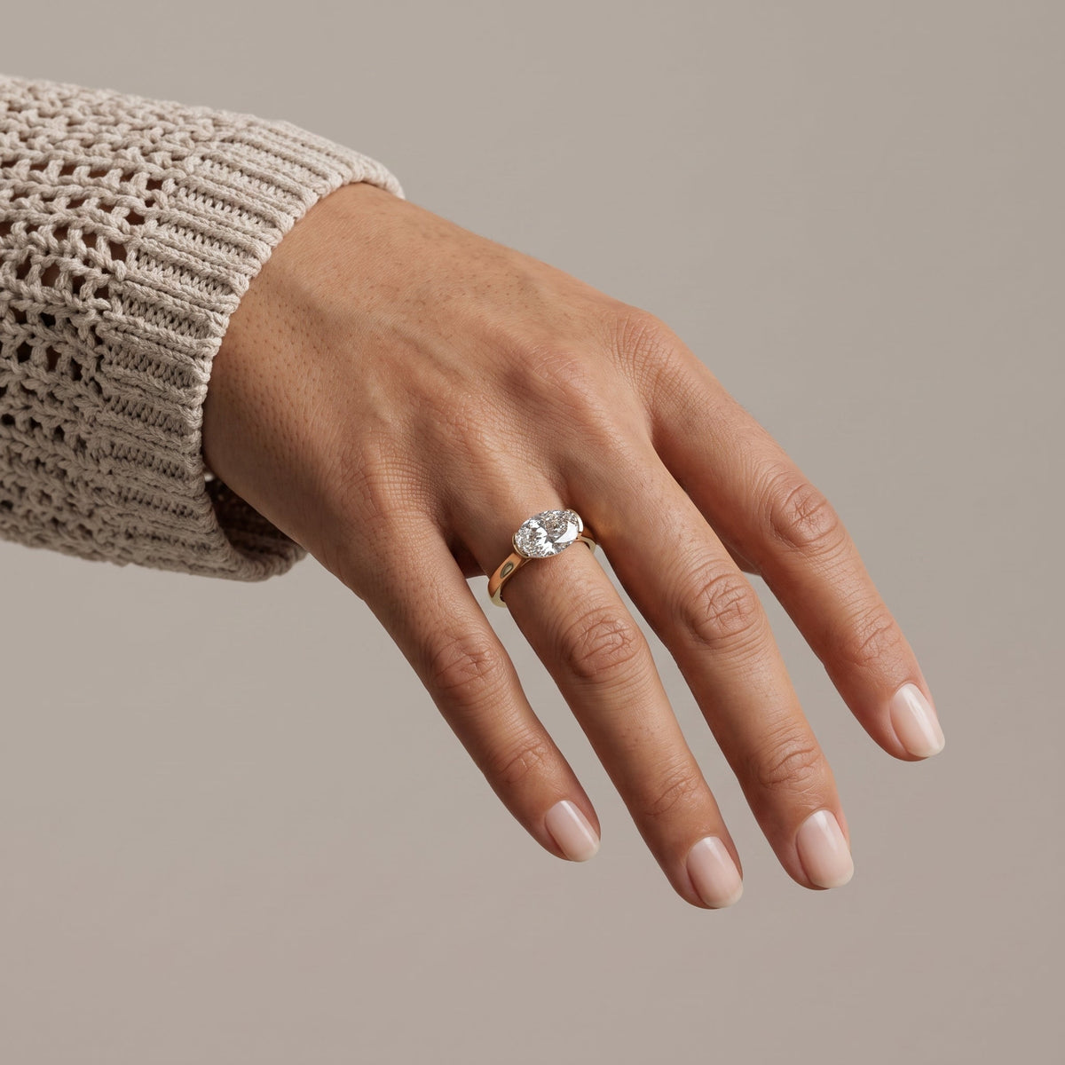 Yellow Gold Oval Cut Moissanite Solitaire Engagement Ring