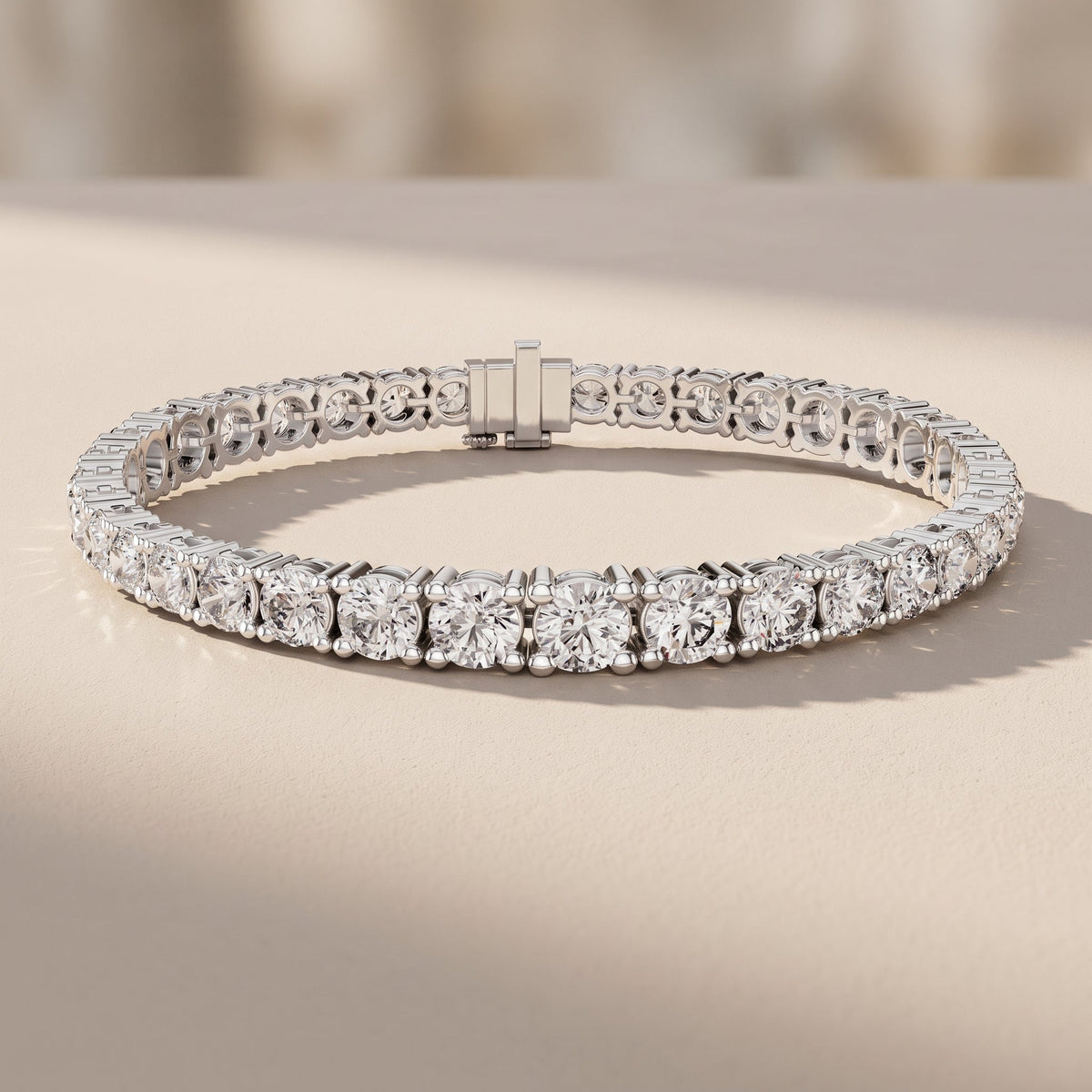 White Gold Round Moissanite Tennis Bracelet