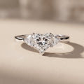 White Metal Heart Cut Moissanite Three Stone Engagement Ring
