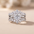 White Metal Oval Cut Moissanite Bridal Ring Set