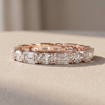 Alternating Oval & Emerald Cut Moissanite Eternity Band by Zius Jewels