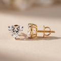 Yellow Gold Heart Cut Moissanite Stud Earrings