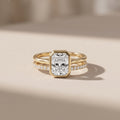 Yellow Gold Radiant Cut Moissanite Engagement Ring Set