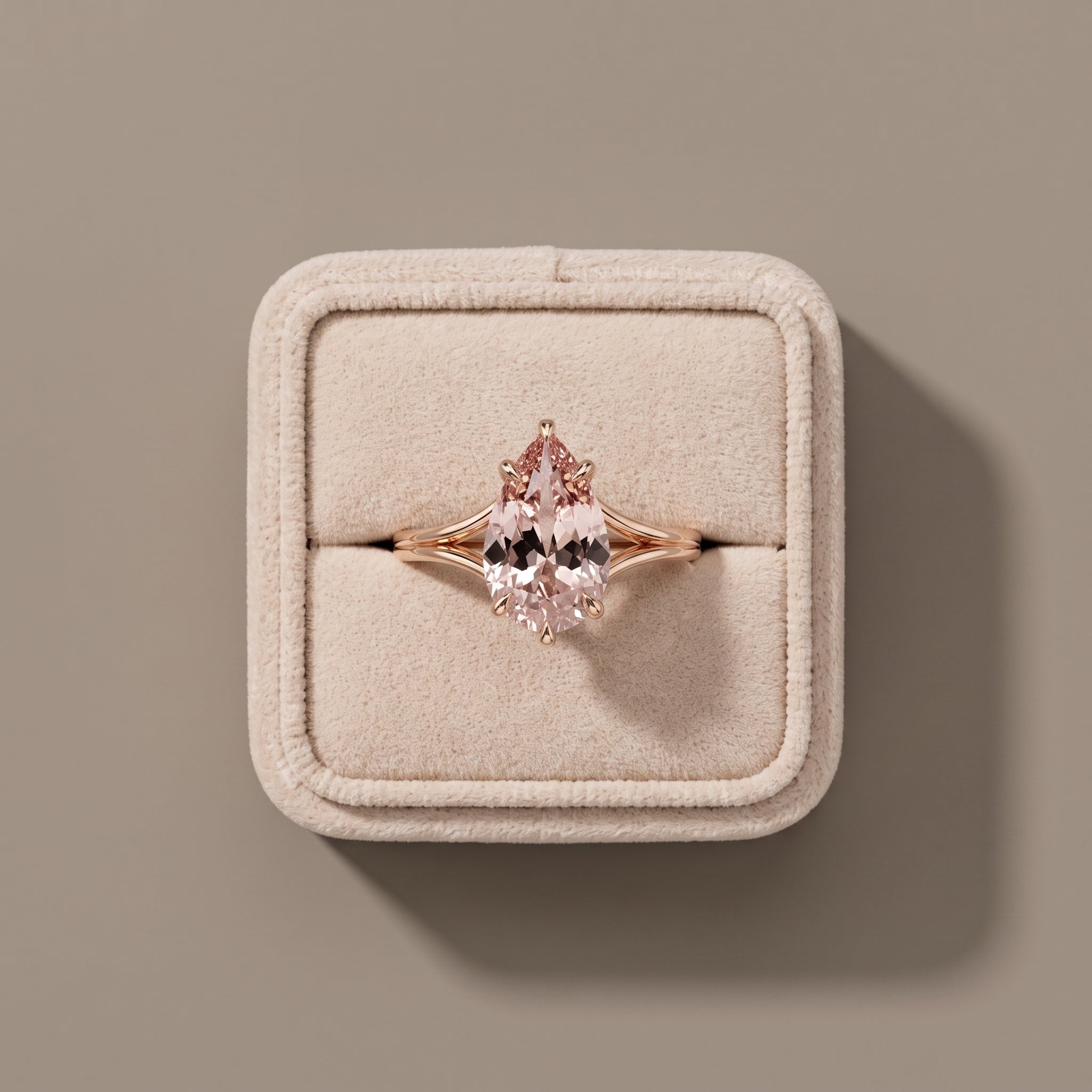 Rose Gold Pear Cut Moissanite Engagement Ring