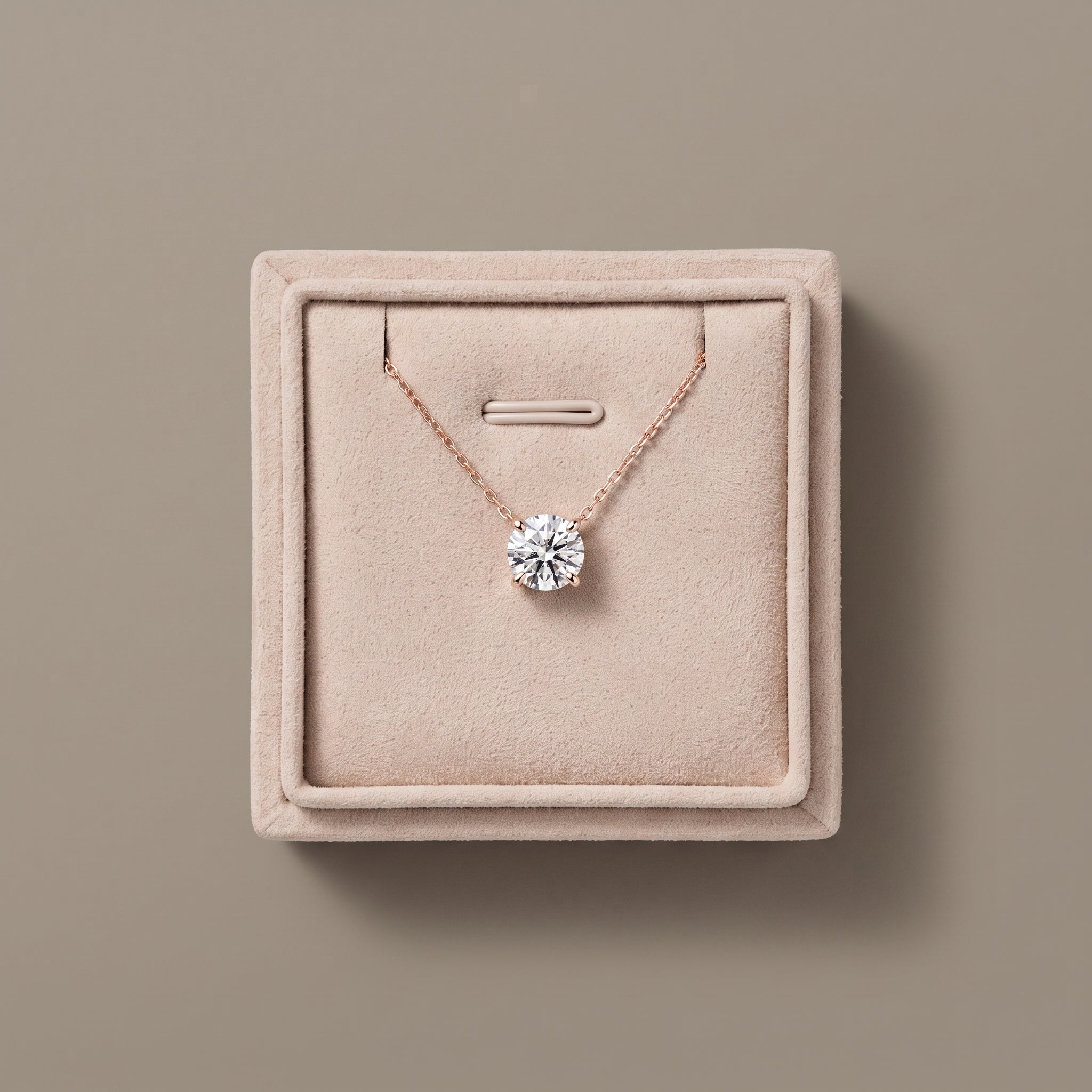 Rose Gold Round Moissanite Solitaire Pendant Necklace