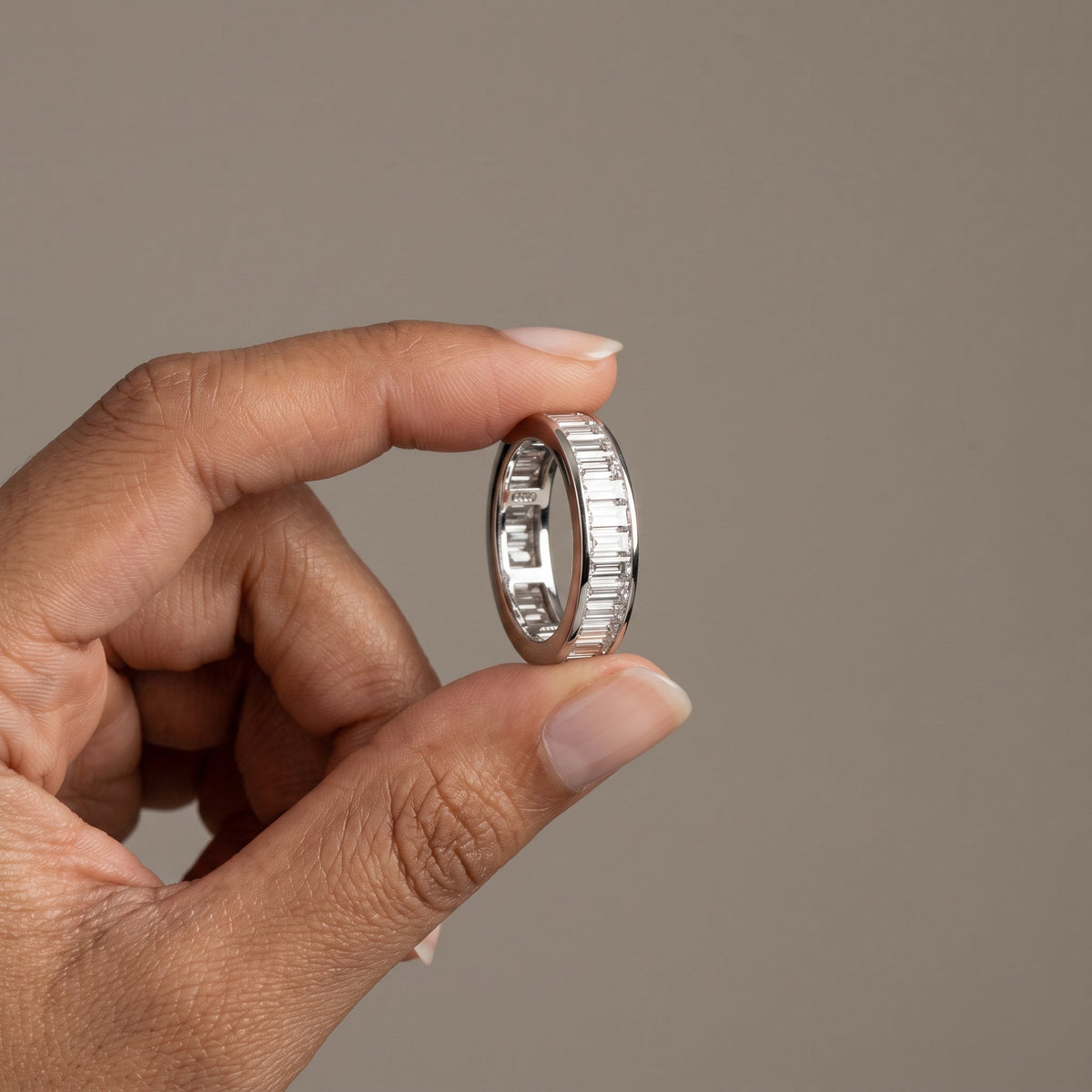 Baguette Cut Moissanite Eternity Band Ring, view 3