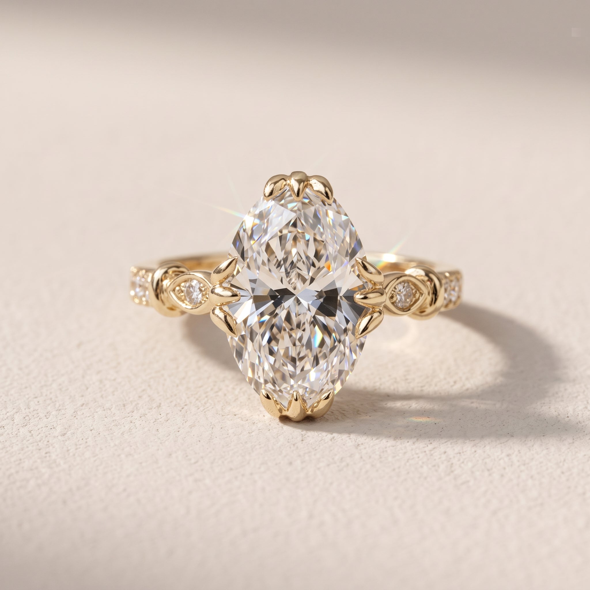 Yellow Gold Oval Moissanite Engagement Ring