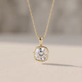 Yellow Gold Cushion Cut Moissanite Pendant Necklace