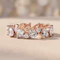 Rose Gold Pear & Round Moissanite Eternity Band Ring