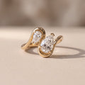 Yellow Gold Pear Cut Moissanite Open Wrap Ring