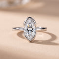 White Metal Marquise Cut Moissanite Solitaire Engagement Ring