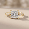Yellow Gold Princess Cut Moissanite Twisted Engagement Ring