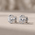 White Metal Oval Cut Moissanite Stud Earrings
