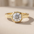Yellow Gold Round Moissanite Bezel Engagement Ring