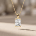 Yellow Gold Radiant Cut Moissanite Pendant Necklace