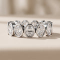 White Metal Oval Moissanite Eternity Band Ring