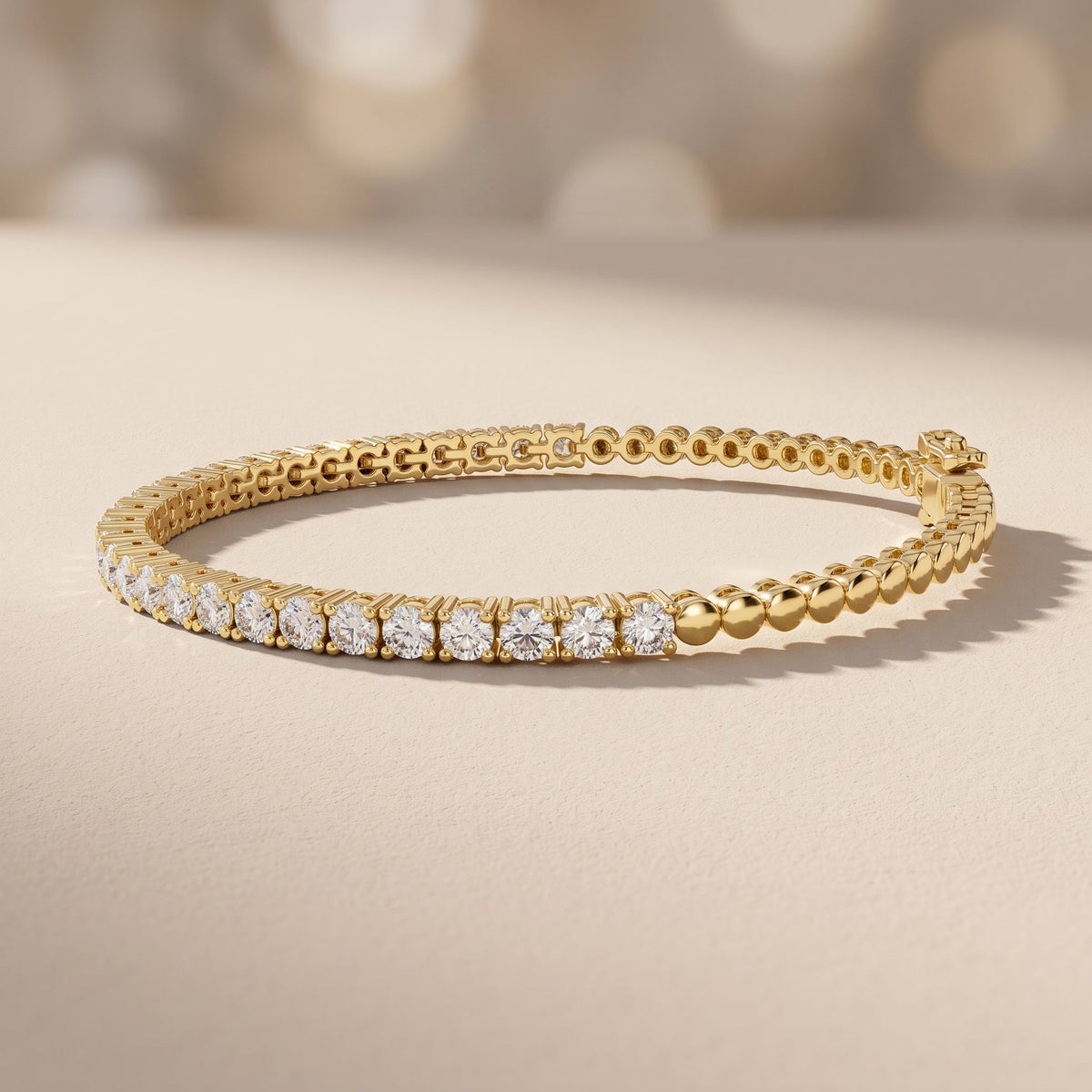 Yellow Gold Round Moissanite Half Tennis Bracelet