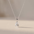 White Metal Pear Cut Moissanite Pendant Necklace