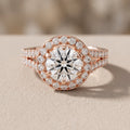 Rose Gold Round Moissanite Halo Engagement Ring