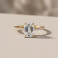 Yellow Gold Emerald Cut Moissanite Engagement Ring