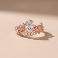 Rose Gold Pear Cut Moissanite Nature-Inspired Engagement Ring