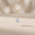Yellow Gold Pear Cut Moissanite Pendant Necklace