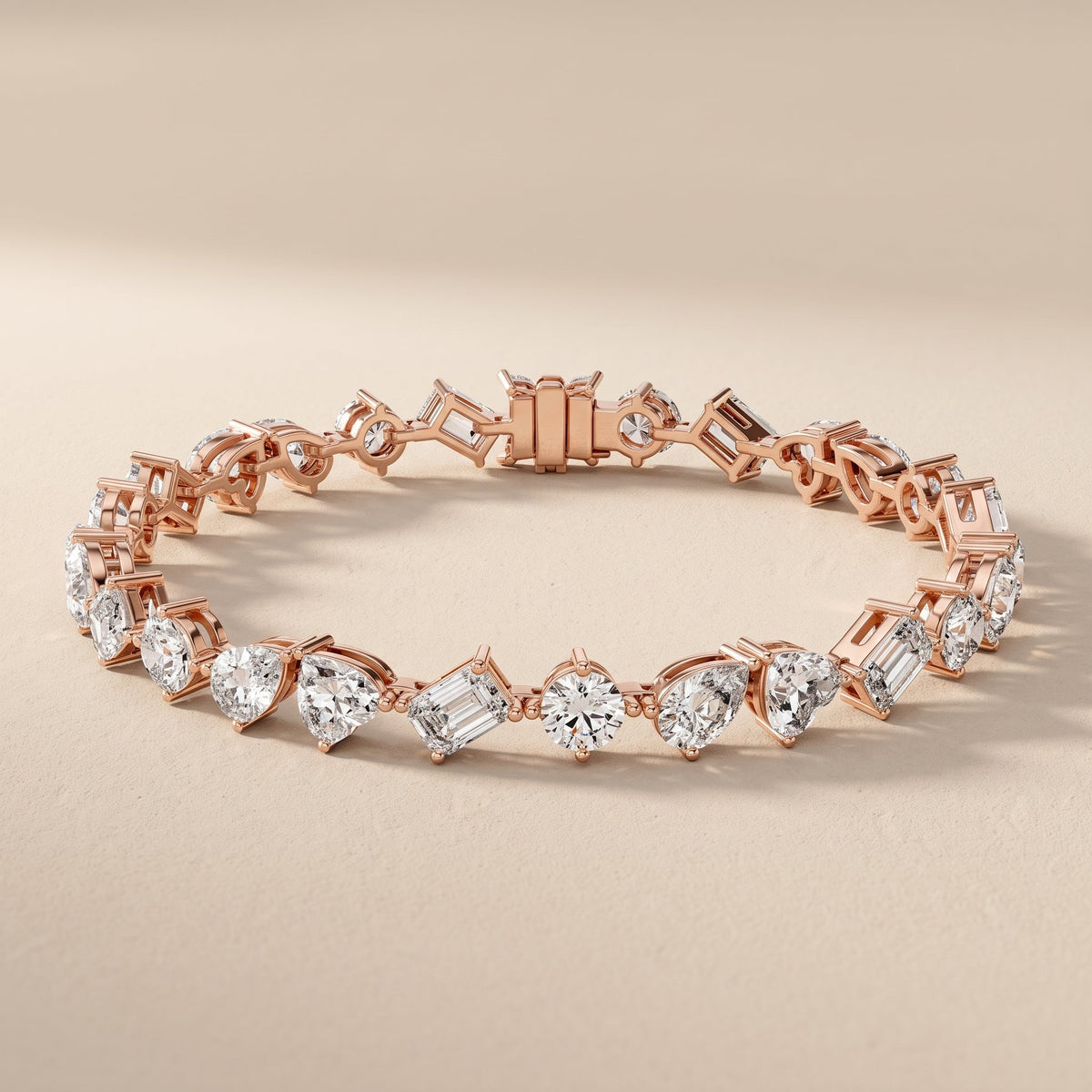 Rose Gold Mixed Shape Moissanite Tennis Bracelet