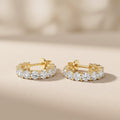 Yellow Gold Round Moissanite Hoop Earrings