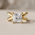 Yellow Gold Princess Cut Moissanite Engagement Ring