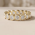 Yellow Gold Round Cut Moissanite Eternity Band Ring