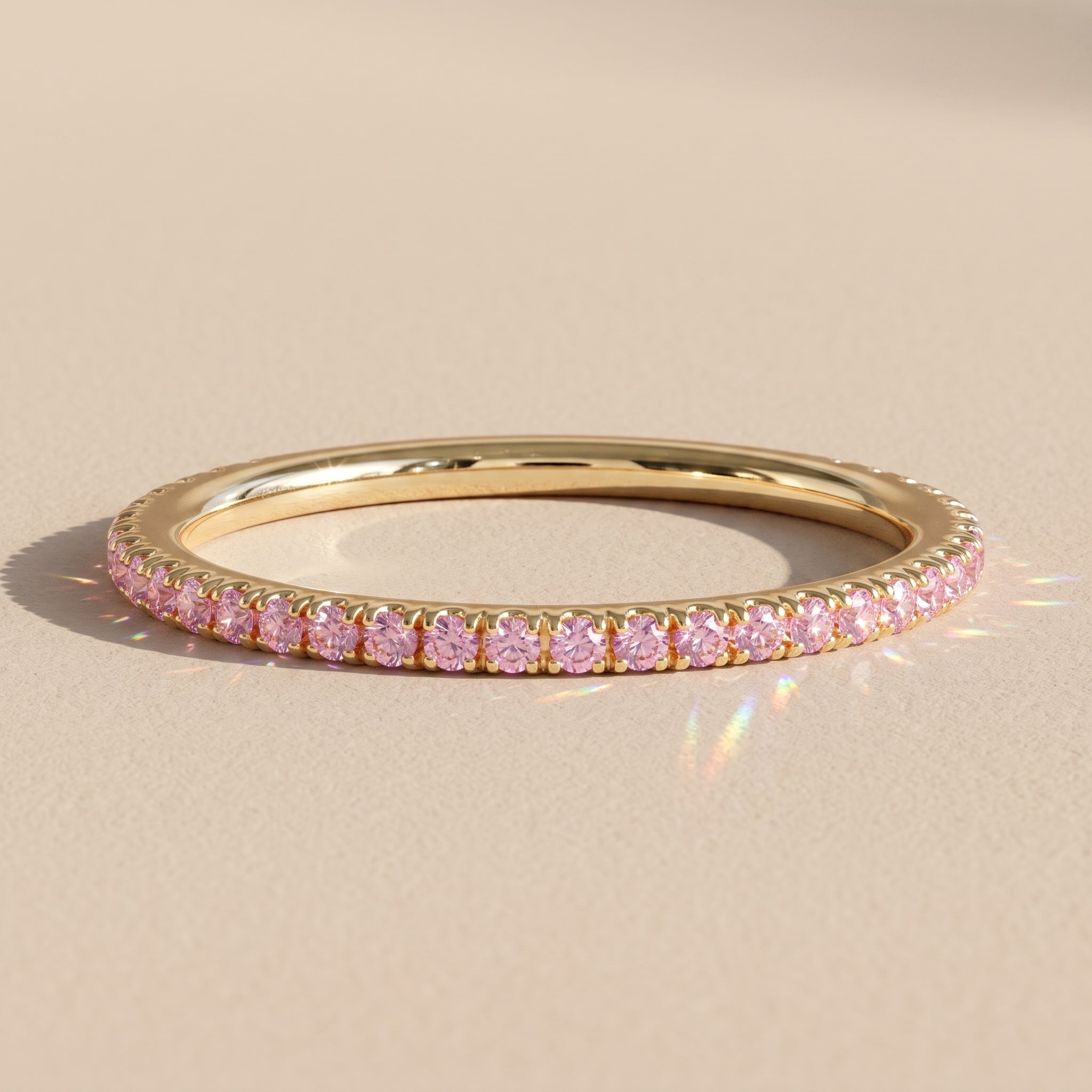 Yellow Gold Round Moissanite Eternity Band Ring