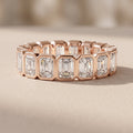 Rose Gold Emerald Cut Moissanite Eternity Band Ring