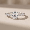 White Gold Oval Cut Moissanite Engagement Ring